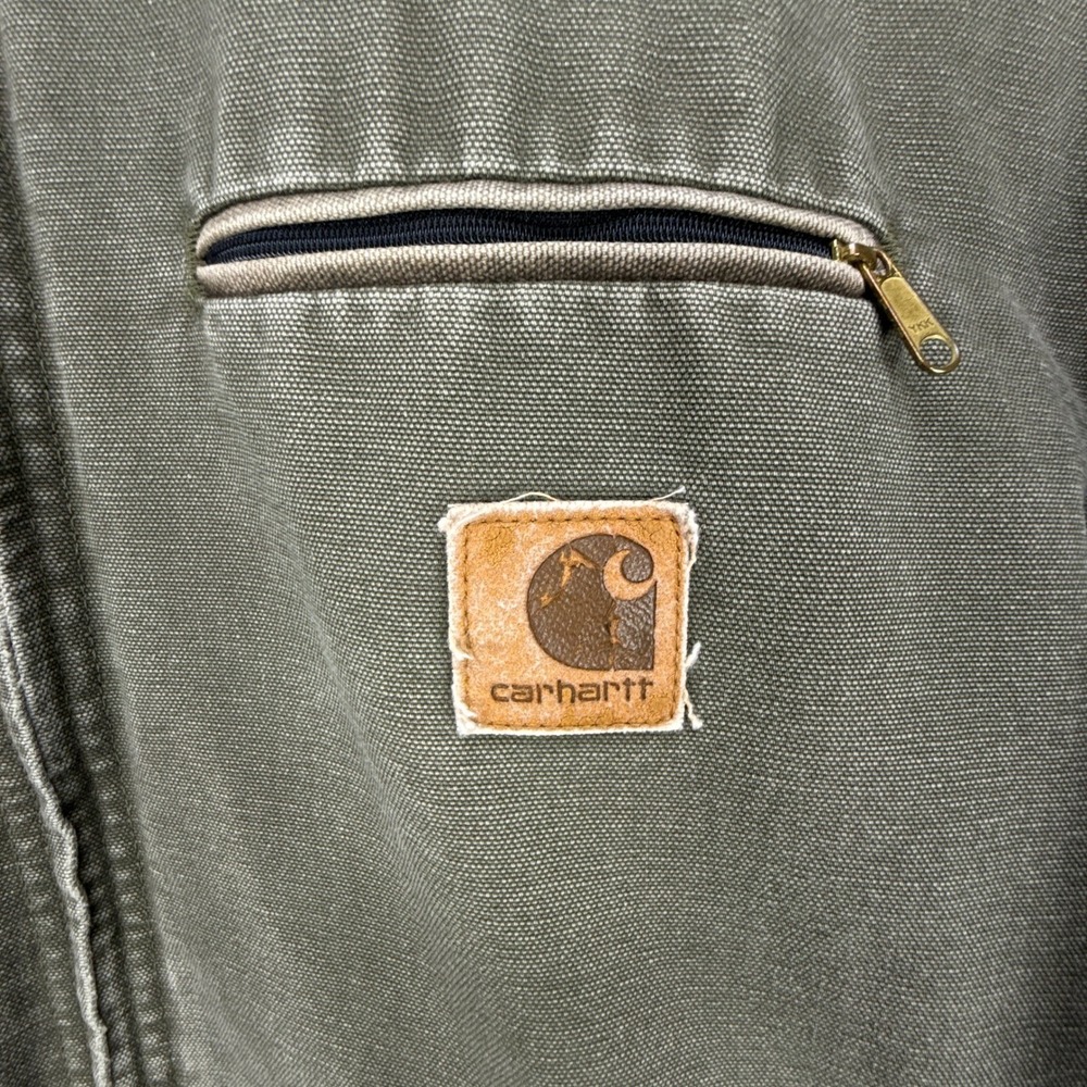 Carhartt Detroit Jacket Blanket Lined Mens XL J76 MOS Moss Green Faded - Picture 10 of 16